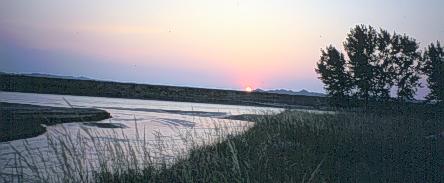 sunset over river